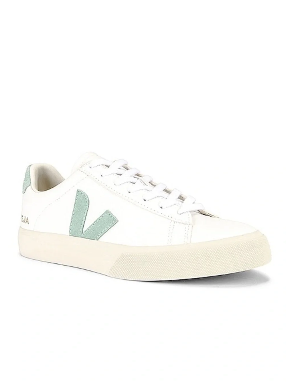 Like new Veja Campo Sneaker in Extra White & Matcha green, 38/7